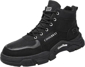 Men's Work Boots Steel Toe Hiking Sneakers Fur Lined Ankle Boot Safety Shoes for Women Insulated Waterproof Platform Shoes Work Hike Grounded Footwear