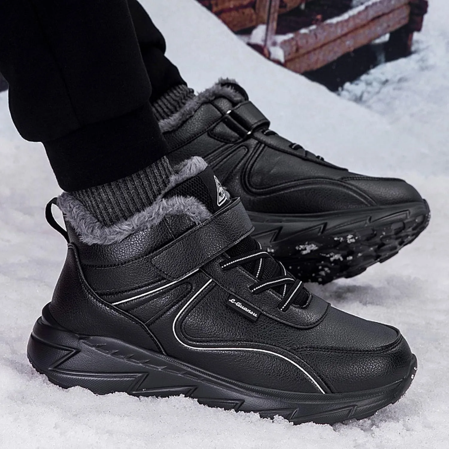 Men's Work Boots Steel Toe Hiking Sneakers Fur Lined Ankle Boot Safety Shoes for Women Insulated Waterproof Platform Shoes Work Hike Grounded Footwear