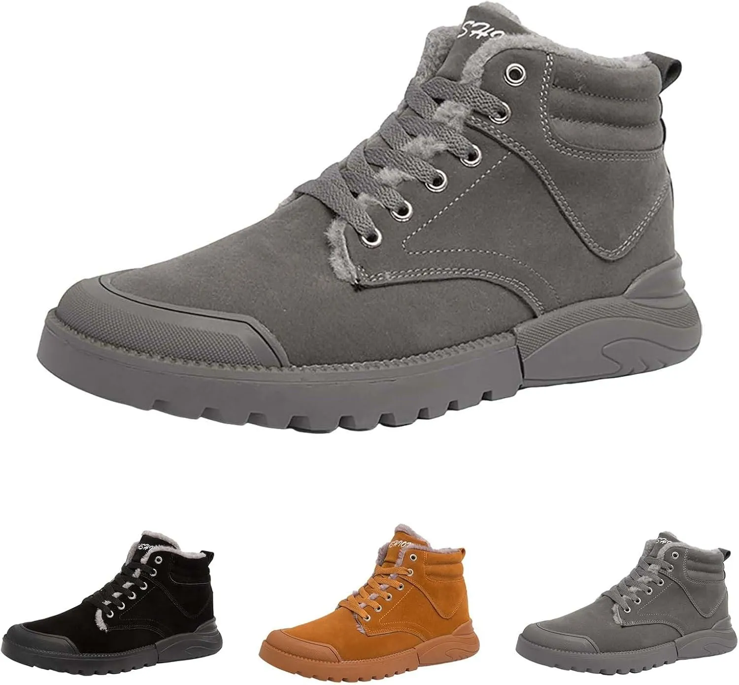 Men's Work Boots Steel Toe Hiking Sneakers Fur Lined Ankle Boot Safety Shoes for Women Insulated Waterproof Platform Shoes Work Hike Grounded Footwear