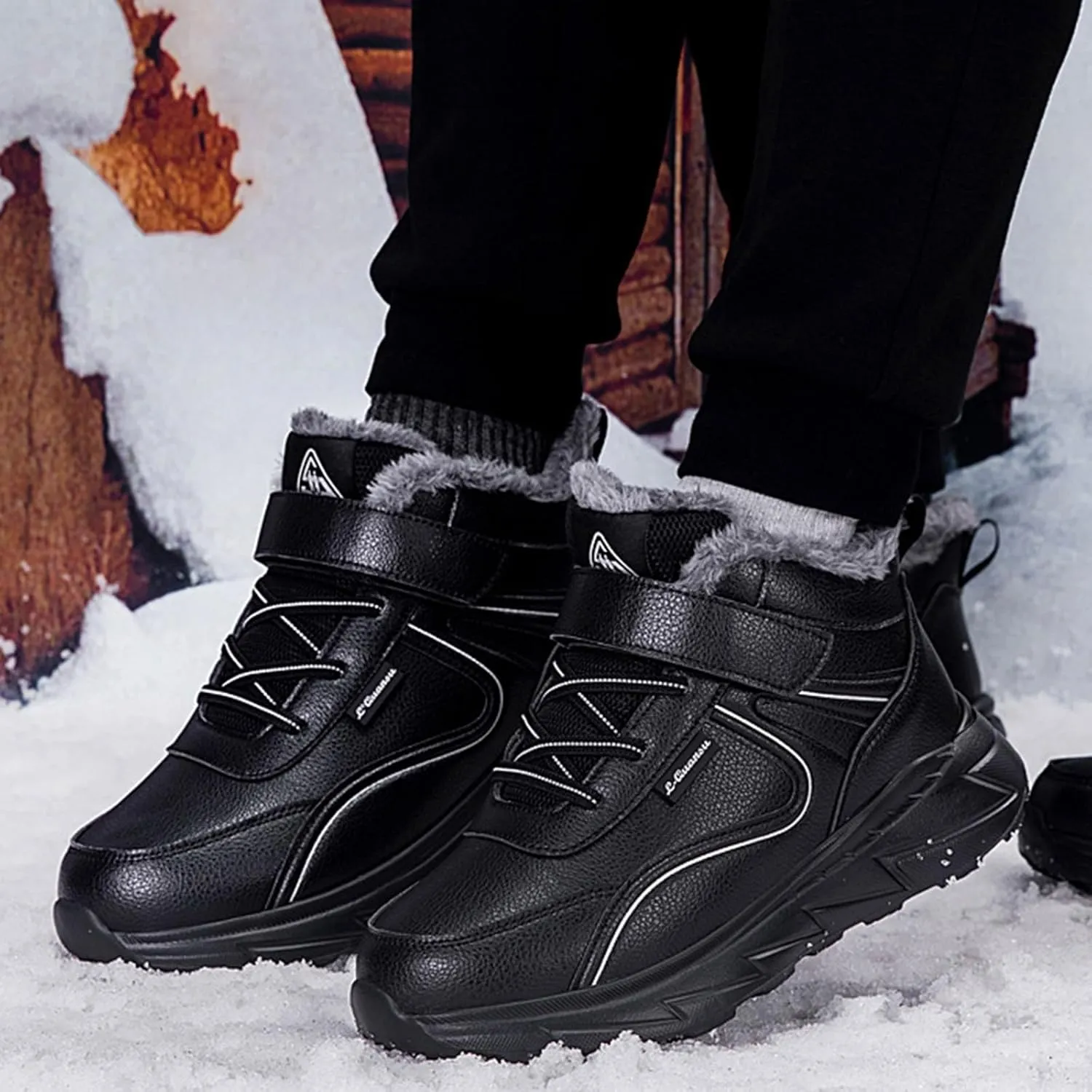 Men's Work Boots Steel Toe Hiking Sneakers Fur Lined Ankle Boot Safety Shoes for Women Insulated Waterproof Platform Shoes Work Hike Grounded Footwear