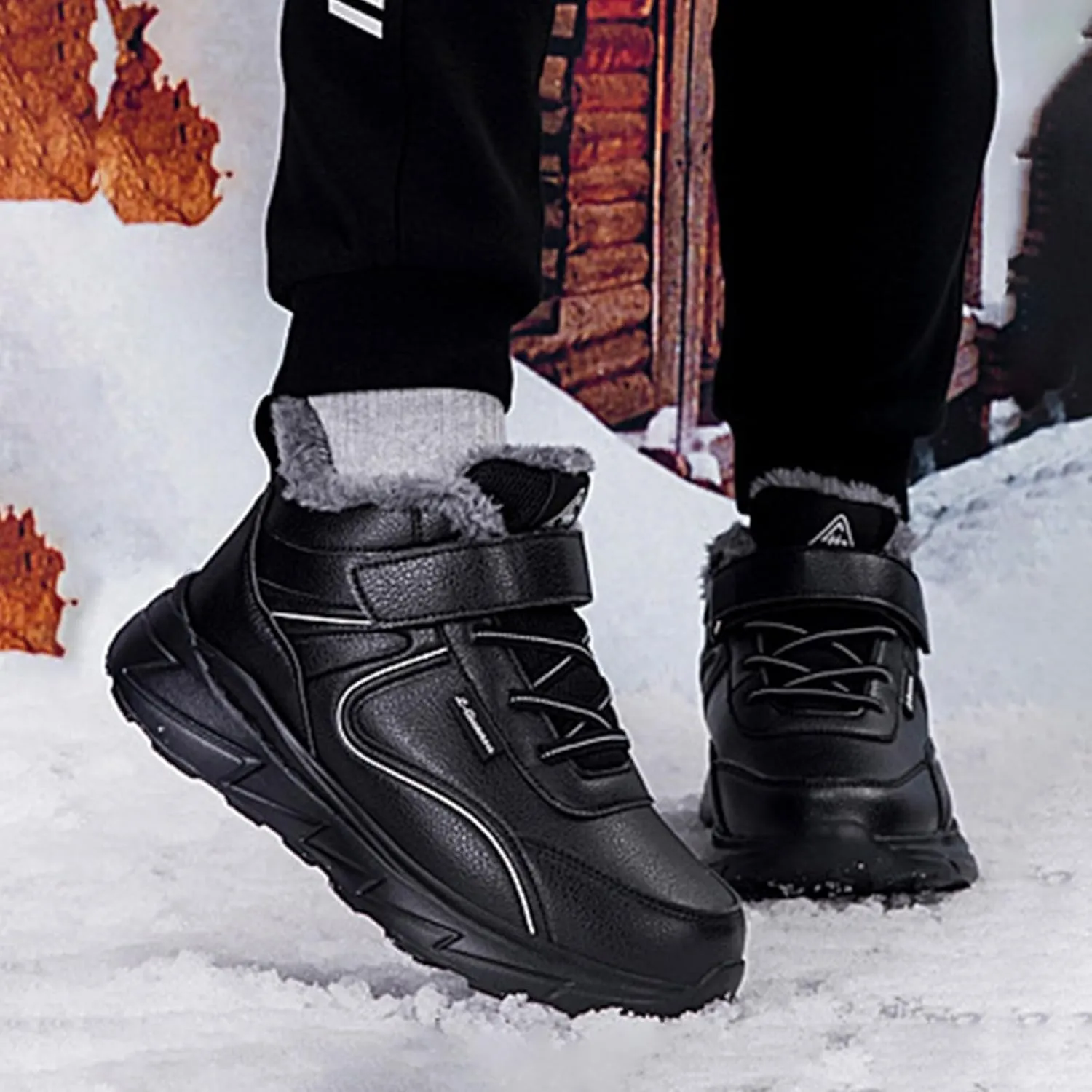Men's Work Boots Steel Toe Hiking Sneakers Fur Lined Ankle Boot Safety Shoes for Women Insulated Waterproof Platform Shoes Work Hike Grounded Footwear