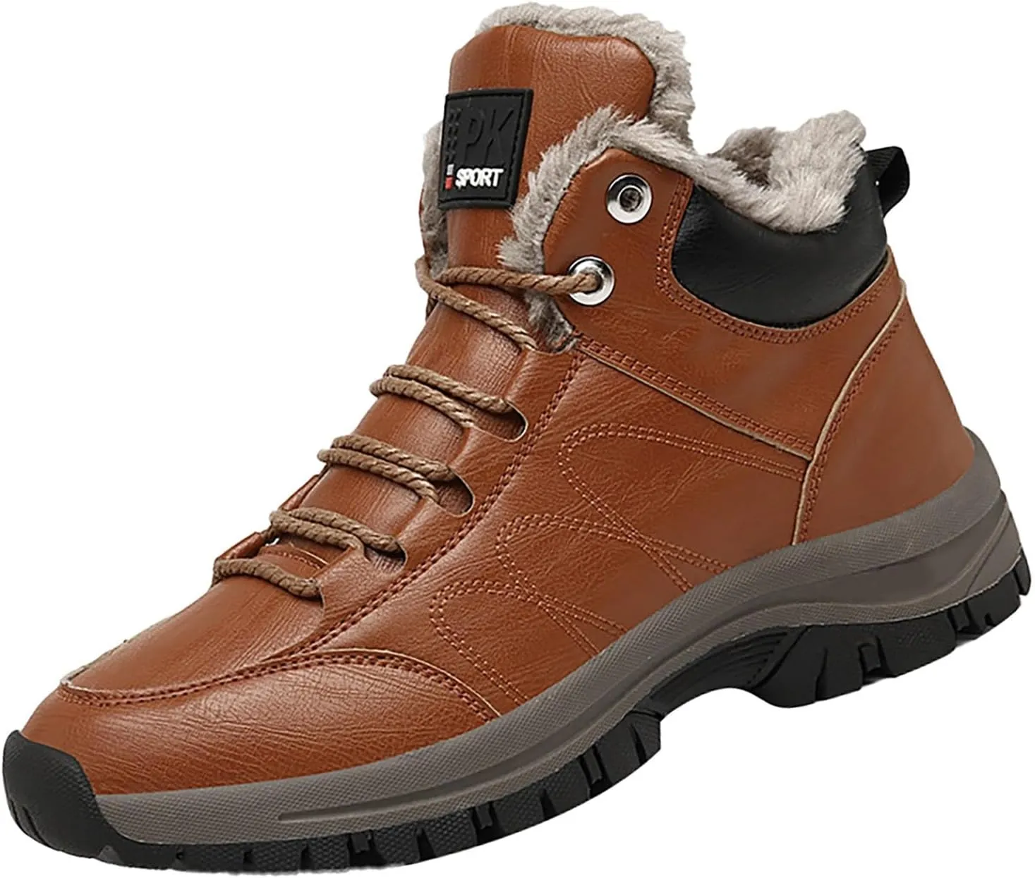 Men's Work Boots Steel Toe Hiking Sneakers Warm Fur Lined Working Shoes for Women Nonslip Waterproof Platform Shoes Work Hike Grounded Footwear