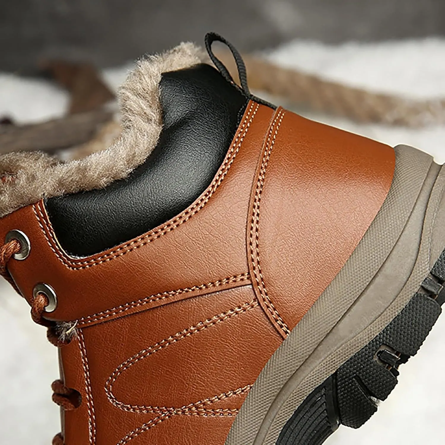 Men's Work Boots Steel Toe Hiking Sneakers Warm Fur Lined Working Shoes for Women Nonslip Waterproof Platform Shoes Work Hike Grounded Footwear