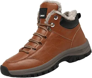 Men's Work Boots Steel Toe Hiking Sneakers Warm Fur Lined Working Shoes for Women Nonslip Waterproof Platform Shoes Work Hike Grounded Footwear