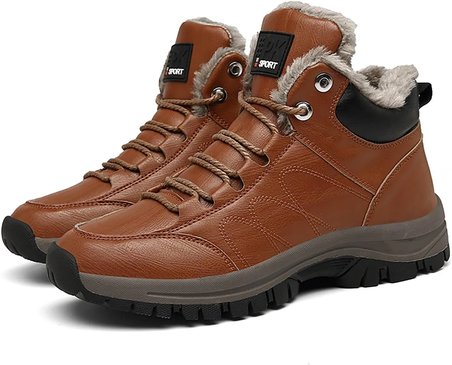 Men's Work Boots Steel Toe Hiking Sneakers Warm Fur Lined Working Shoes for Women Nonslip Waterproof Platform Shoes Work Hike Grounded Footwear