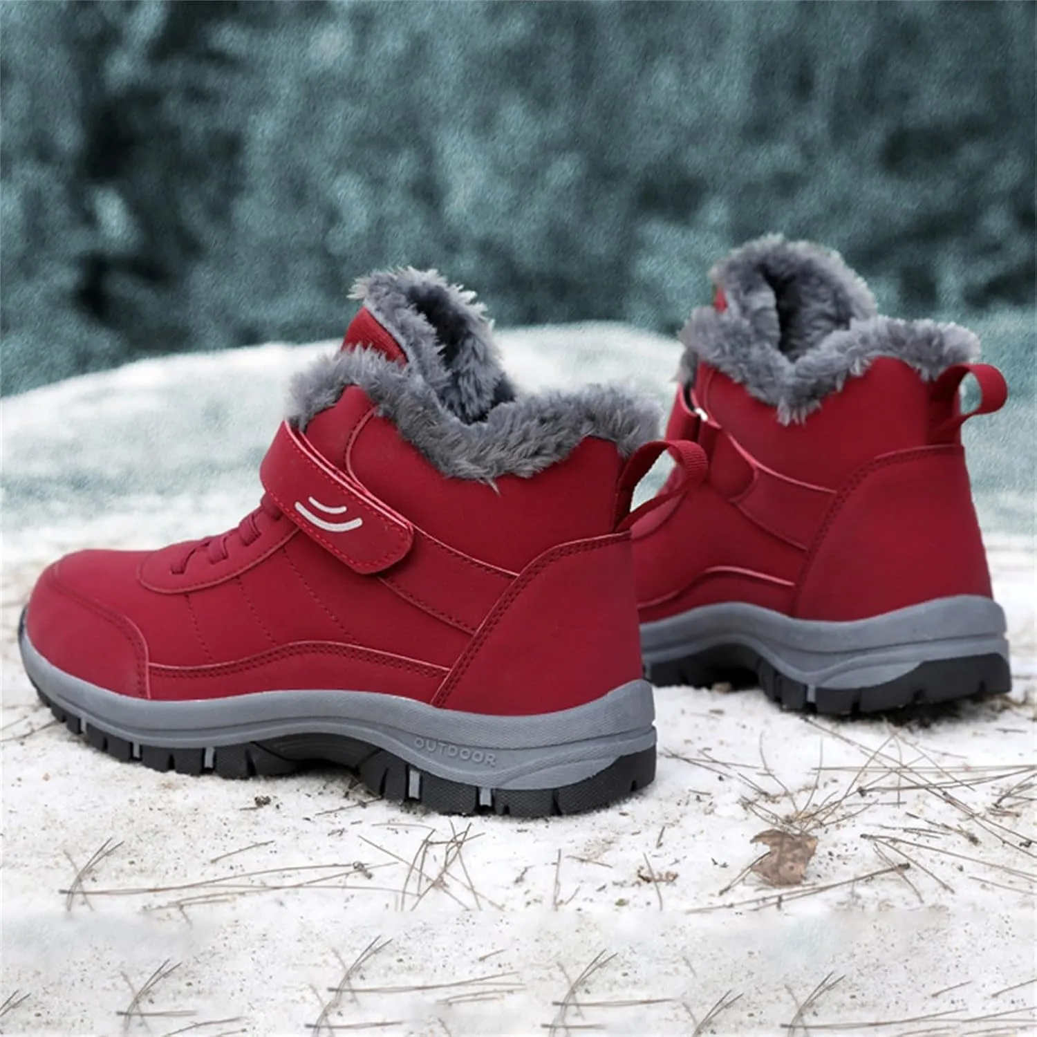 Mens Work Boots Steel Toe Hiking Sneakers with Warm Fur Lining Workout Shoes for Women with Zipper Waterproof Outdoor Shoes Lightweight Hike Grounded Footwear