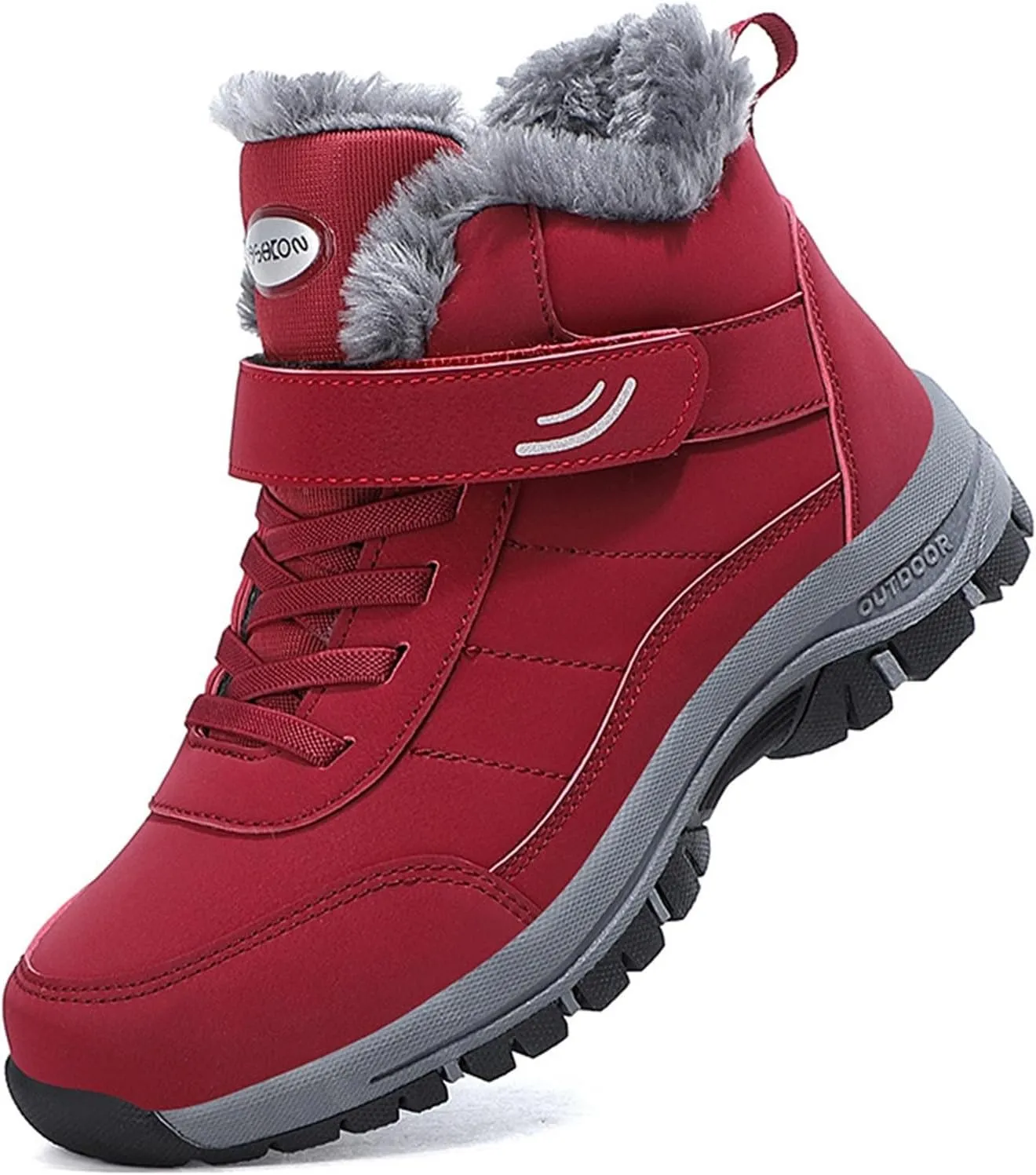 Mens Work Boots Steel Toe Hiking Sneakers with Warm Fur Lining Workout Shoes for Women with Zipper Waterproof Outdoor Shoes Lightweight Hike Grounded Footwear