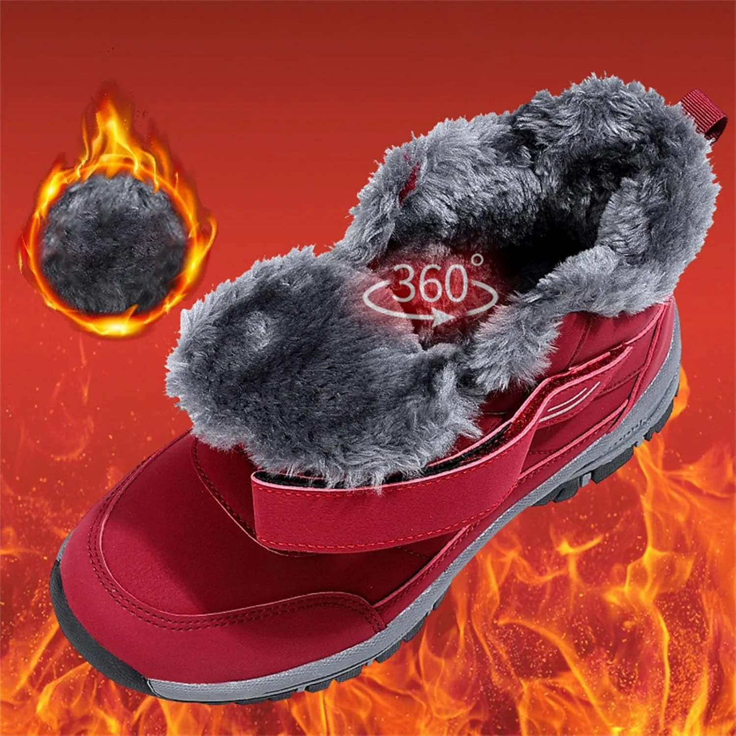 Mens Work Boots Steel Toe Hiking Sneakers with Warm Fur Lining Workout Shoes for Women with Zipper Waterproof Outdoor Shoes Lightweight Hike Grounded Footwear