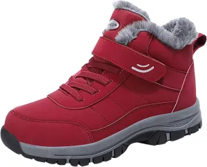 Mens Work Boots Steel Toe Hiking Sneakers with Warm Fur Lining Workout Shoes for Women with Zipper Waterproof Outdoor Shoes Lightweight Hike Grounded Footwear