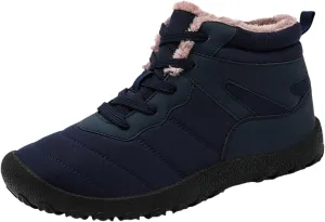 Men's Work Boots Waterproof Hiking Sneakers Shoes Warm Fur Lined Women's Working Shoes with Zipper Work Botas Soft Toe Non Slip Rubber Sole Hike Grounded Footwear