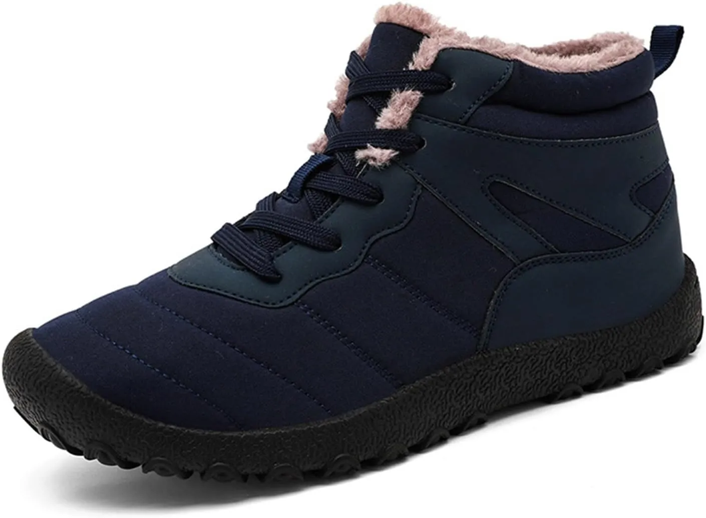 Men's Work Boots Waterproof Hiking Sneakers Shoes Warm Fur Lined Women's Working Shoes with Zipper Work Botas Soft Toe Non Slip Rubber Sole Hike Grounded Footwear