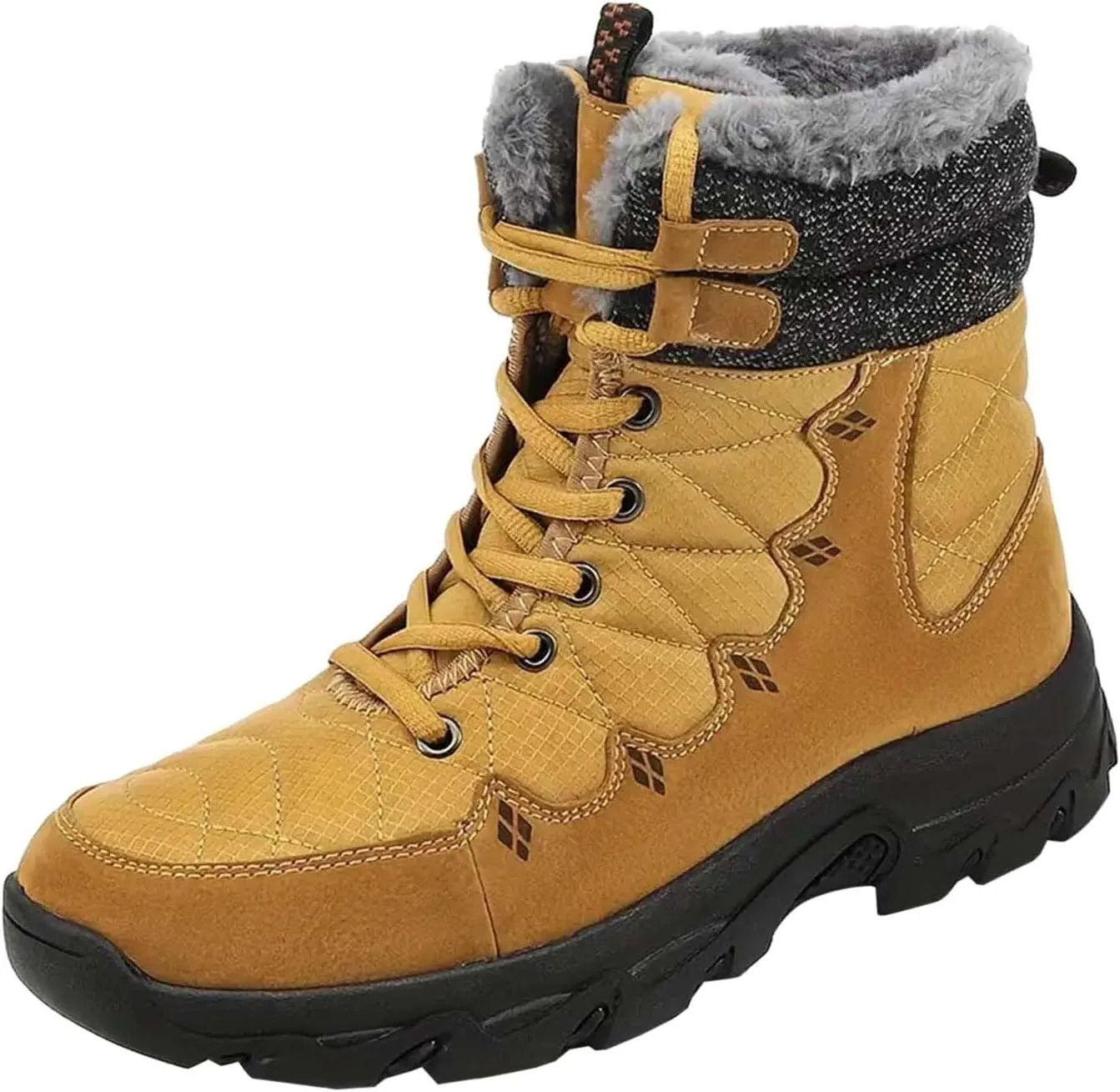 Mens Work Boots Wide Width Hiking Sneakers Fur Lined Ankle Boot Working Shoes for Women Steel Toe Waterproof Outdoor Shoes Lightweight Hike Grounded Footwear