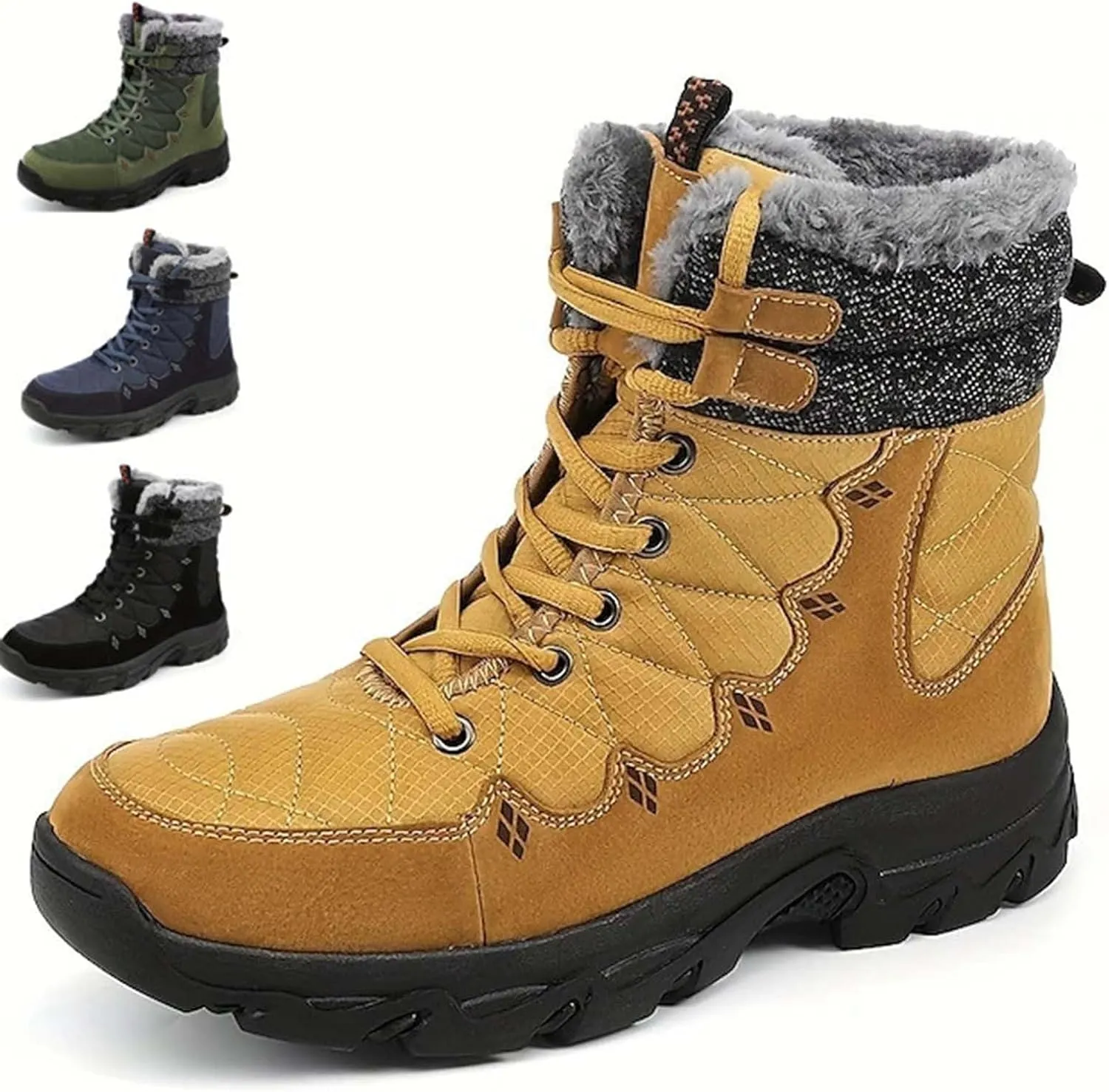 Mens Work Boots Wide Width Hiking Sneakers Fur Lined Ankle Boot Working Shoes for Women Steel Toe Waterproof Outdoor Shoes Lightweight Hike Grounded Footwear