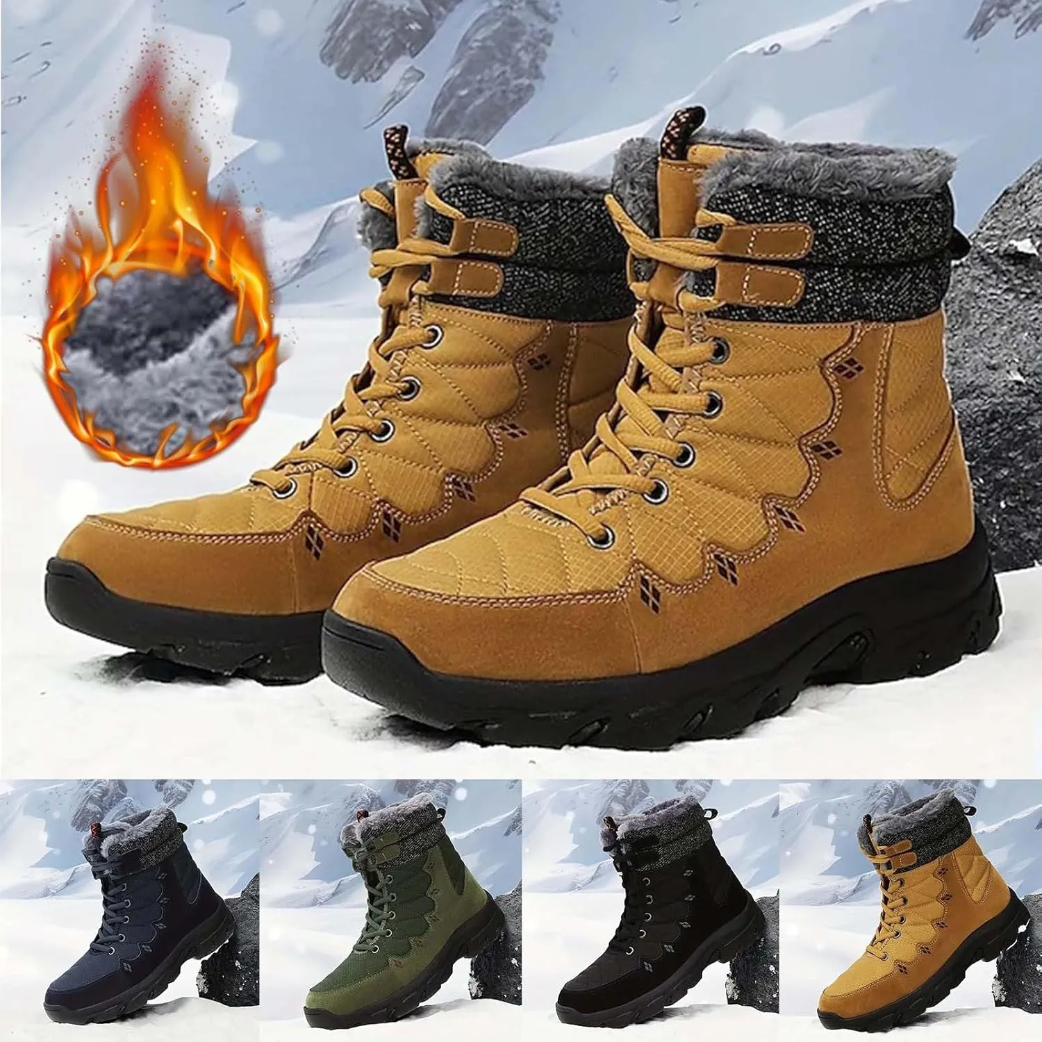 Mens Work Boots Wide Width Hiking Sneakers Fur Lined Ankle Boot Working Shoes for Women Steel Toe Waterproof Outdoor Shoes Lightweight Hike Grounded Footwear