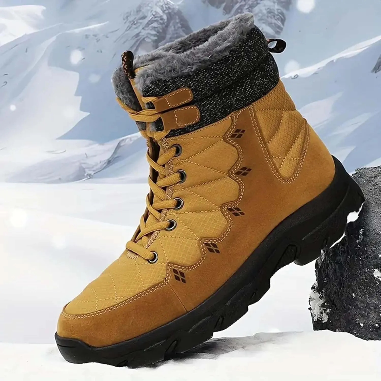 Mens Work Boots Wide Width Hiking Sneakers Fur Lined Ankle Boot Working Shoes for Women Steel Toe Waterproof Outdoor Shoes Lightweight Hike Grounded Footwear