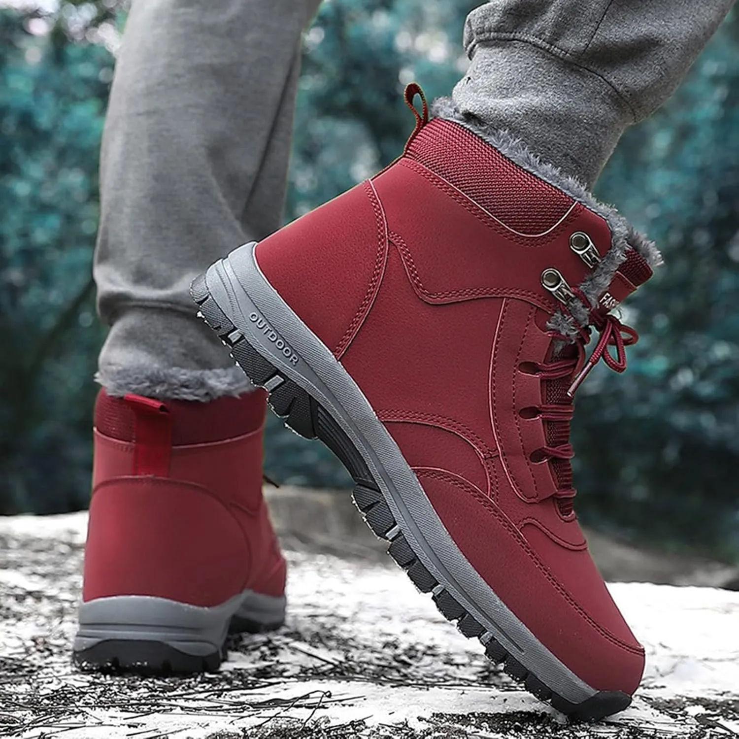 Mens Work Boots Wide Width Hiking Sneakers Warm Ankle Women's Working Shoes Nonslip Work Botas Soft Toe Non Slip Rubber Sole Hike Grounded Footwear