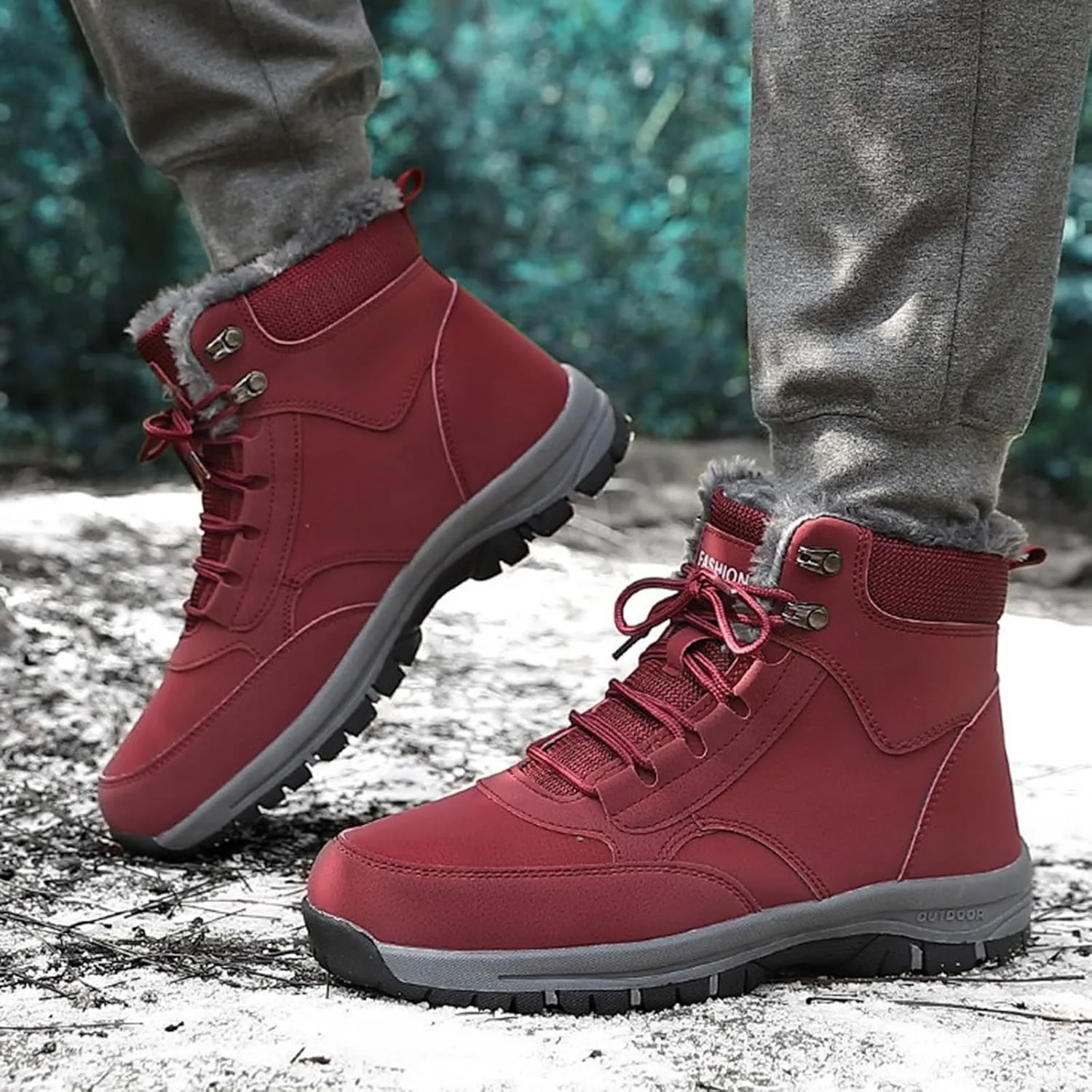 Mens Work Boots Wide Width Hiking Sneakers Warm Ankle Women's Working Shoes Nonslip Work Botas Soft Toe Non Slip Rubber Sole Hike Grounded Footwear