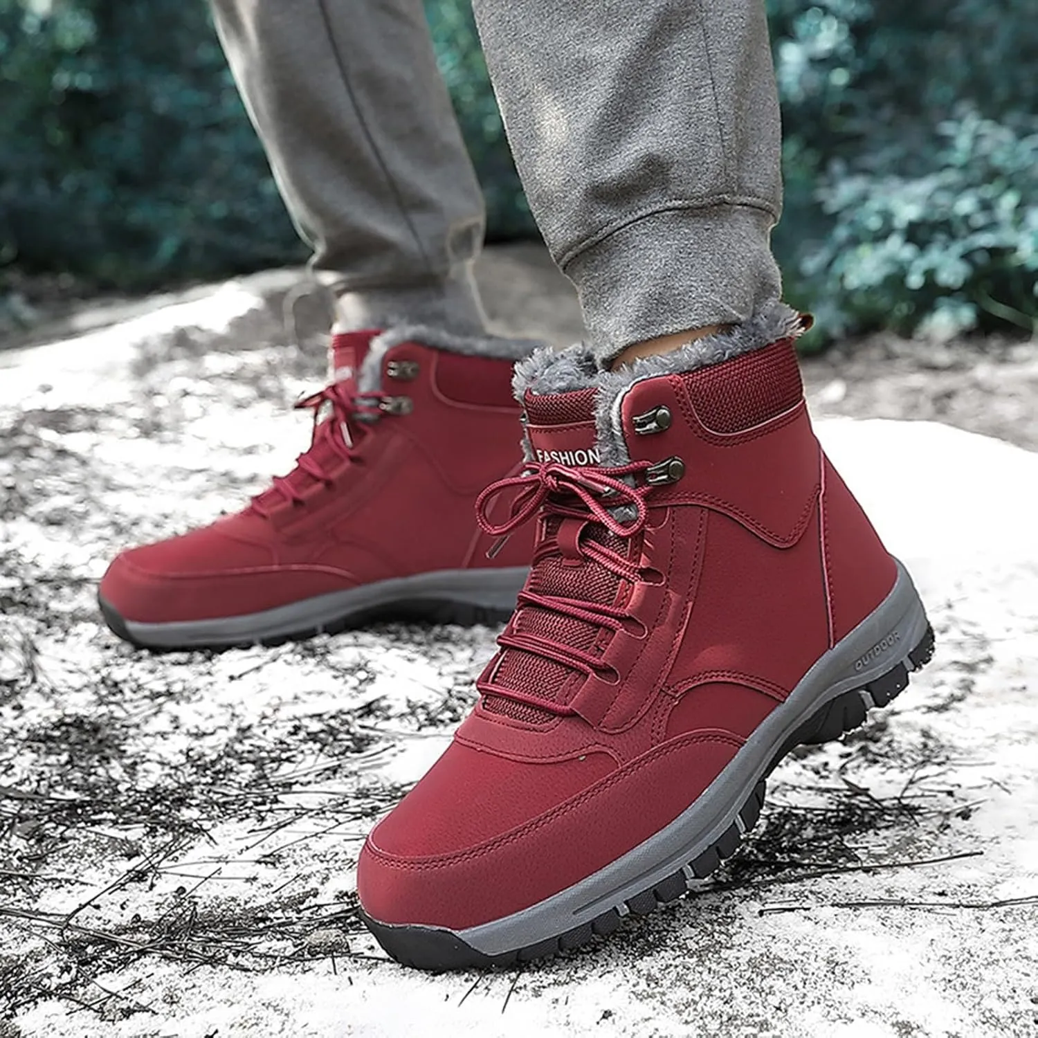 Mens Work Boots Wide Width Hiking Sneakers Warm Ankle Women's Working Shoes Nonslip Work Botas Soft Toe Non Slip Rubber Sole Hike Grounded Footwear