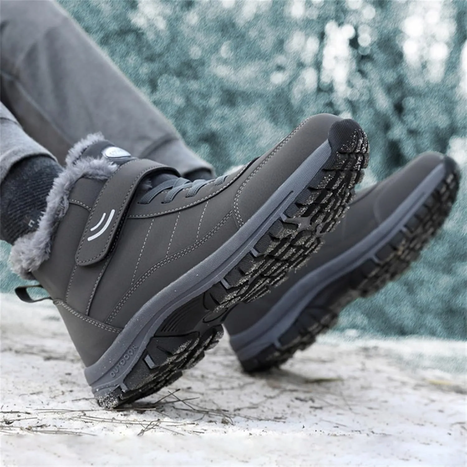Men's Work Boots Wide Width Hiking Sneakers Warm Fur Lined Women's Safety Toe Shoes Non-Slip Winter Outdoor Botas Waterproof Non Slip Hike Grounded Footwear