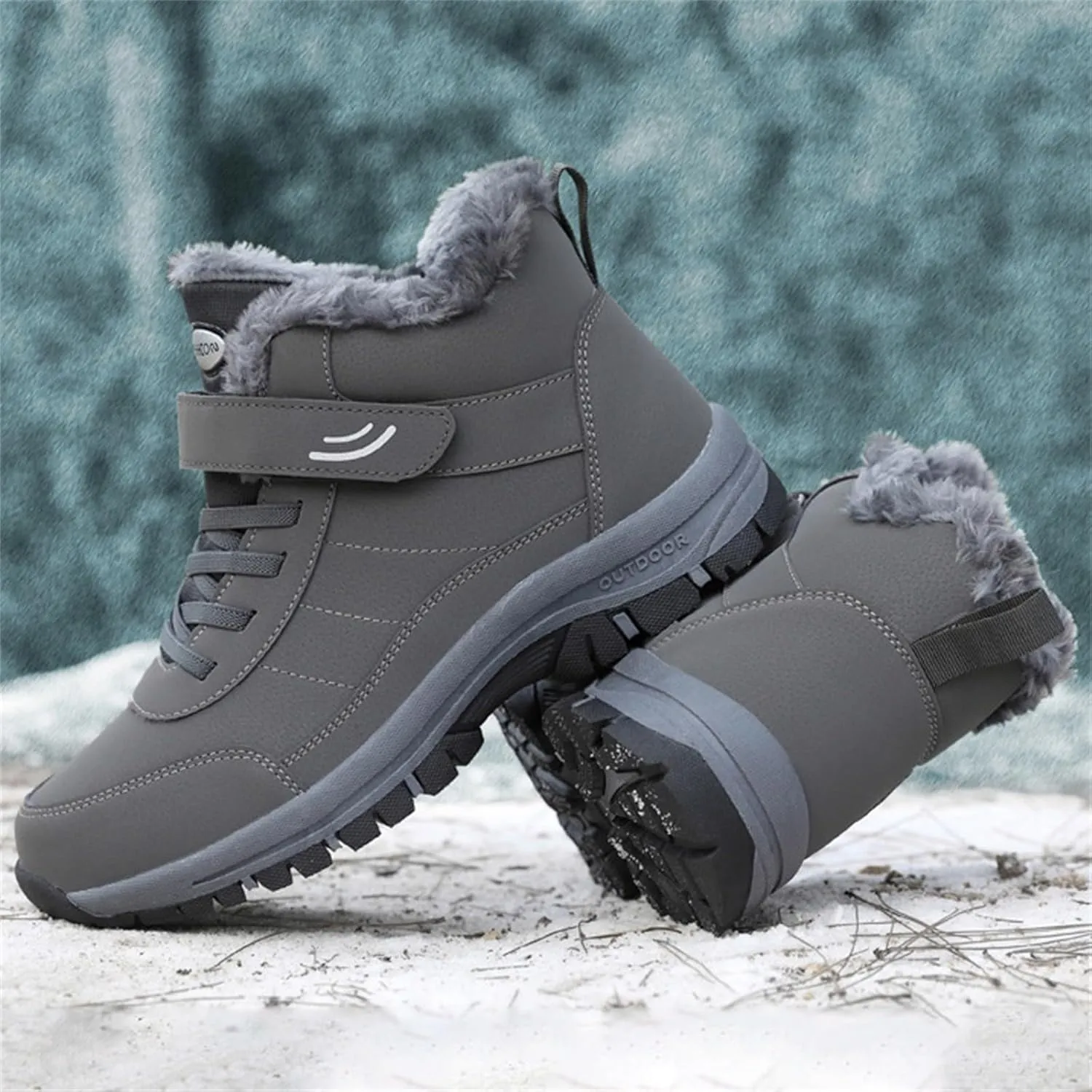 Men's Work Boots Wide Width Hiking Sneakers Warm Fur Lined Women's Safety Toe Shoes Non-Slip Winter Outdoor Botas Waterproof Non Slip Hike Grounded Footwear