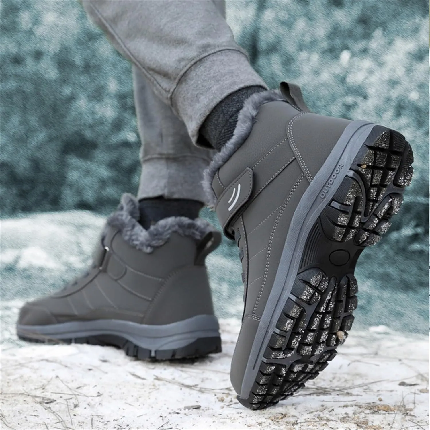 Men's Work Boots Wide Width Hiking Sneakers Warm Fur Lined Women's Safety Toe Shoes Non-Slip Winter Outdoor Botas Waterproof Non Slip Hike Grounded Footwear
