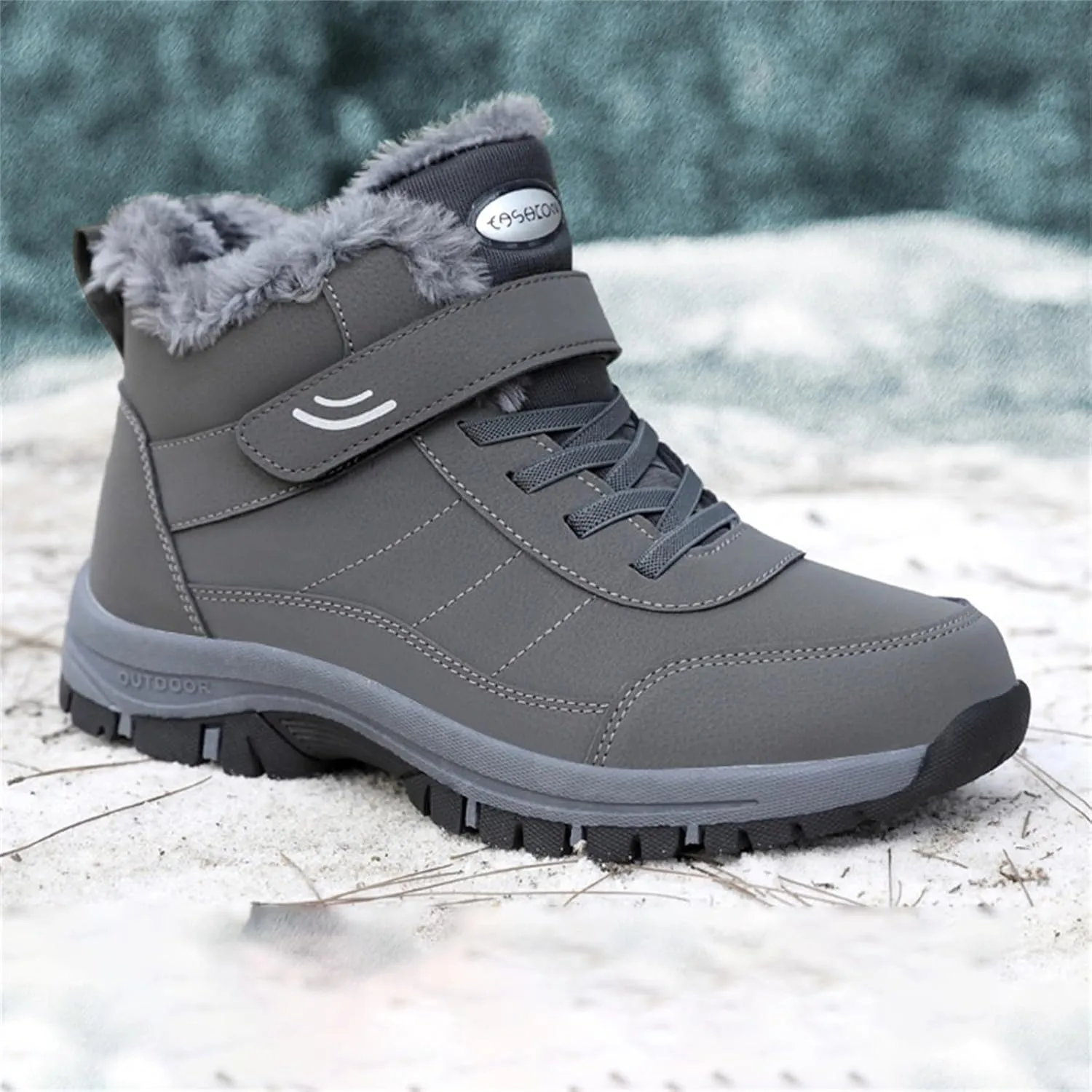 Men's Work Boots Wide Width Hiking Sneakers Warm Fur Lined Women's Safety Toe Shoes Non-Slip Winter Outdoor Botas Waterproof Non Slip Hike Grounded Footwear