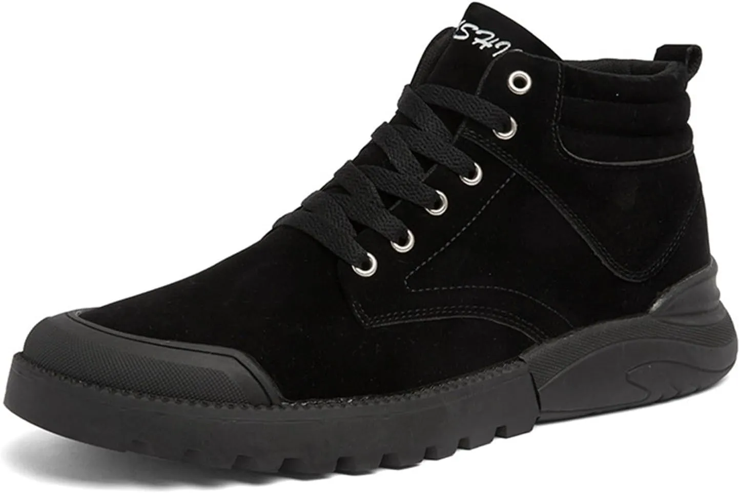 Men's Work Boots Wide Width Hiking Sneakers Warm Fur Lined Women's Working Shoes Nonslip Lightweight Outdoor Botas Mid Ankle Work Casual Hike Grounded Footwear