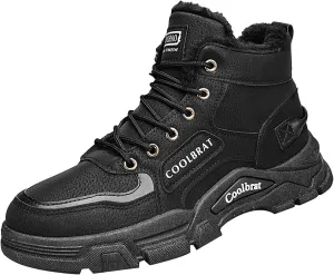 Men's Work Boots Wide Width Hiking Sneakers Warm Fur Lined Women's Working Shoes Nonslip Lightweight Outdoor Botas Mid Ankle Work Casual Hike Grounded Footwear