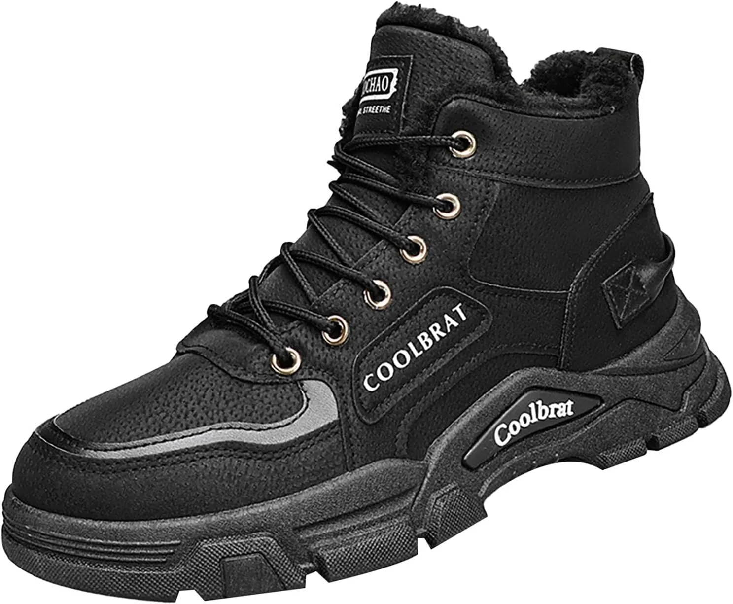 Men's Work Boots Wide Width Hiking Sneakers Warm Fur Lined Women's Working Shoes Nonslip Lightweight Outdoor Botas Mid Ankle Work Casual Hike Grounded Footwear