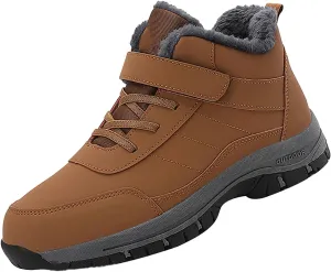 Mens Work Boots Wide Width Hiking Sneakers Zip Up Fur Lined Womens Workout Shoes with Zipper Waterproof Platform Botas Slip Resistant Hike Grounded Footwear