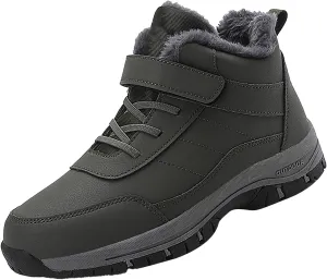 Mens Work Boots Wide Width Hiking Sneakers Zip Up Fur Lined Womens Workout Shoes with Zipper Waterproof Platform Botas Slip Resistant Hike Grounded Footwear