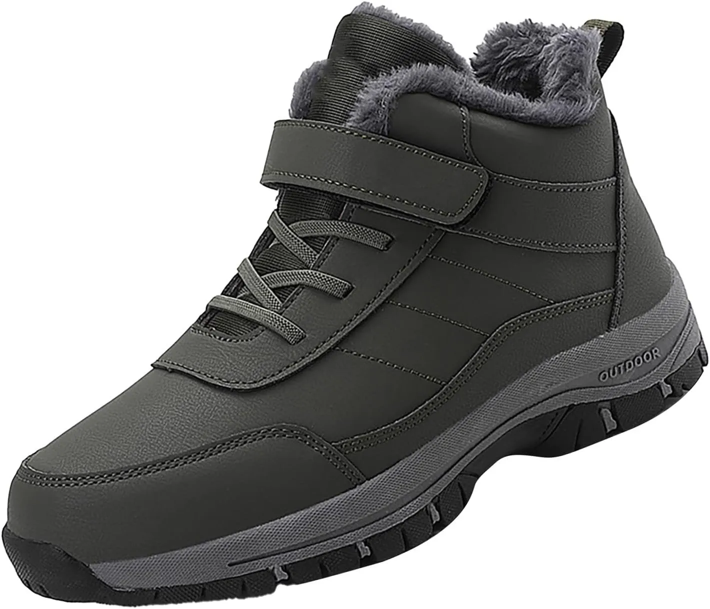 Mens Work Boots Wide Width Hiking Sneakers Zip Up Fur Lined Womens Workout Shoes with Zipper Waterproof Platform Botas Slip Resistant Hike Grounded Footwear