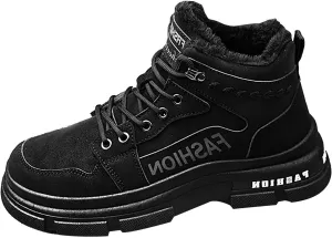Mens Work Boots Wide Width Hiking Sneakers Zip Up Fur Lined Womens Workout Shoes with Zipper Waterproof Platform Botas Slip Resistant Hike Grounded Footwear