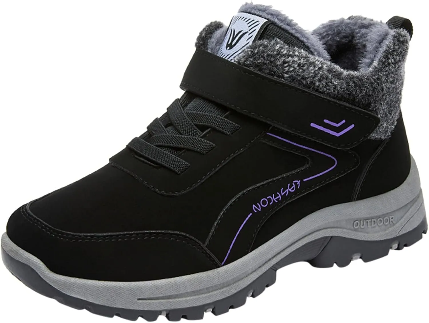 Men's Work Boots with Zipper Hiking Sneakers Fur Lined Ankle Boot Womens Safety Shoes Nonslip Wide Outdoor Shoes Slip on Loafers Hike Grounded Footwear