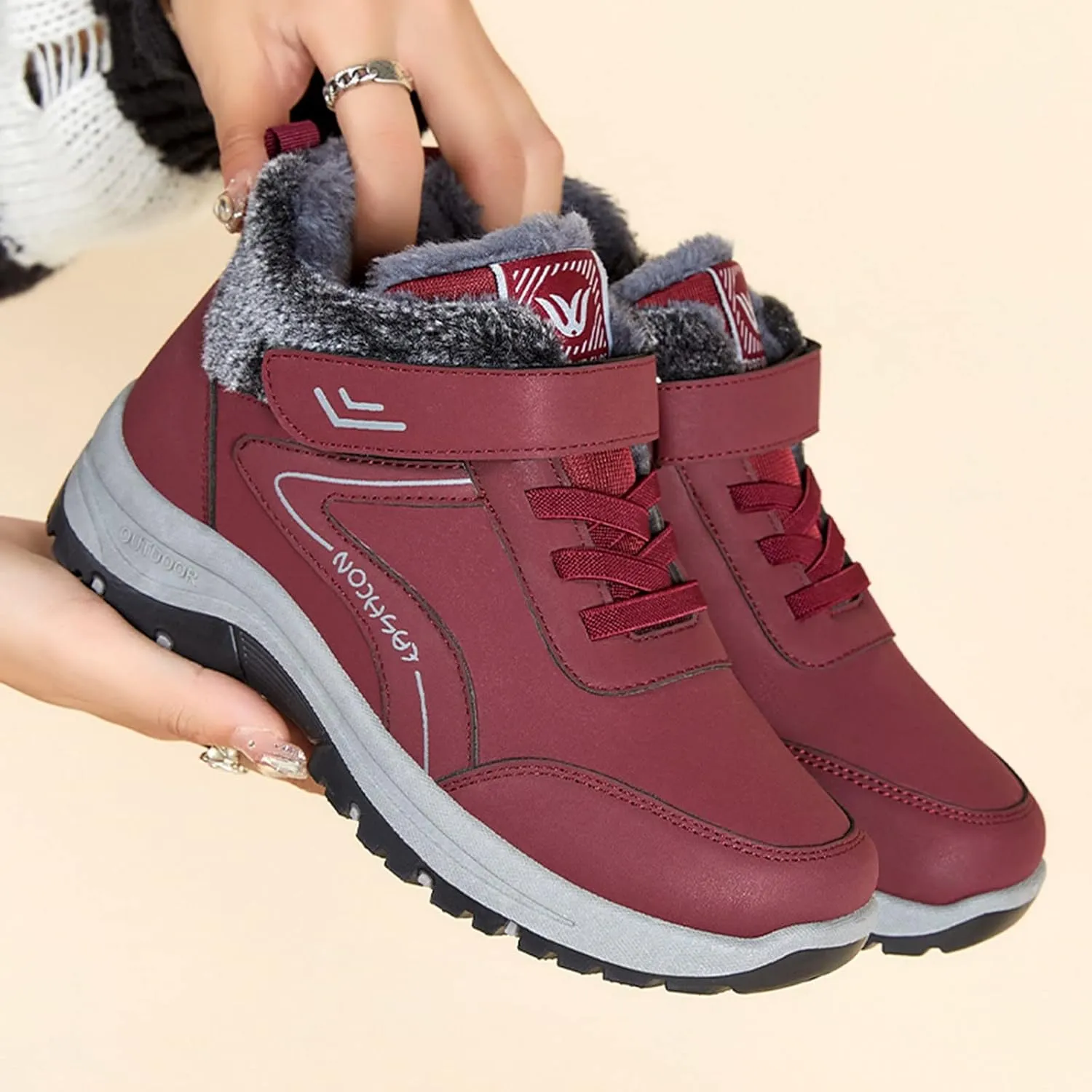 Men's Work Boots with Zipper Hiking Sneakers Fur Lined Ankle Boot Womens Safety Shoes Nonslip Wide Outdoor Shoes Slip on Loafers Hike Grounded Footwear