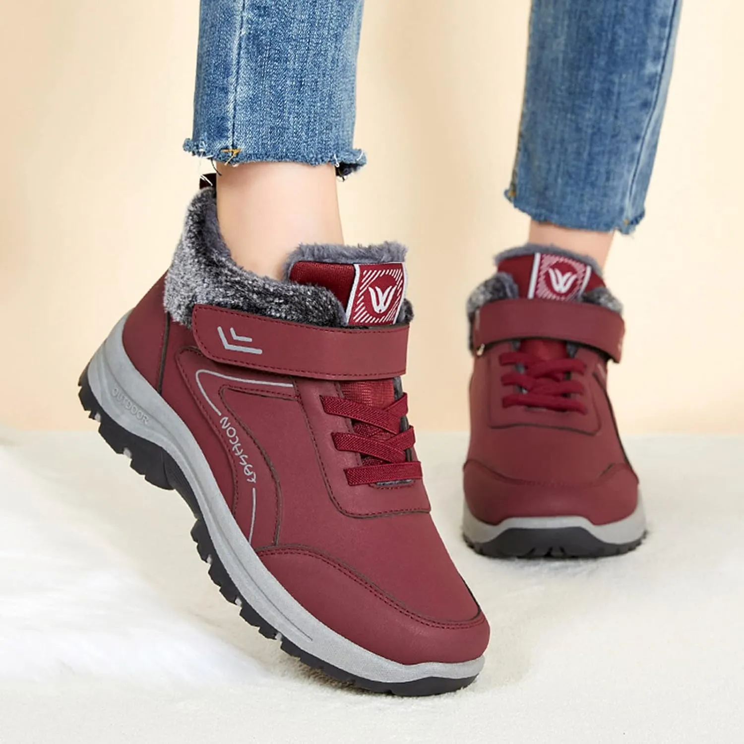 Men's Work Boots with Zipper Hiking Sneakers Fur Lined Ankle Boot Womens Safety Shoes Nonslip Wide Outdoor Shoes Slip on Loafers Hike Grounded Footwear