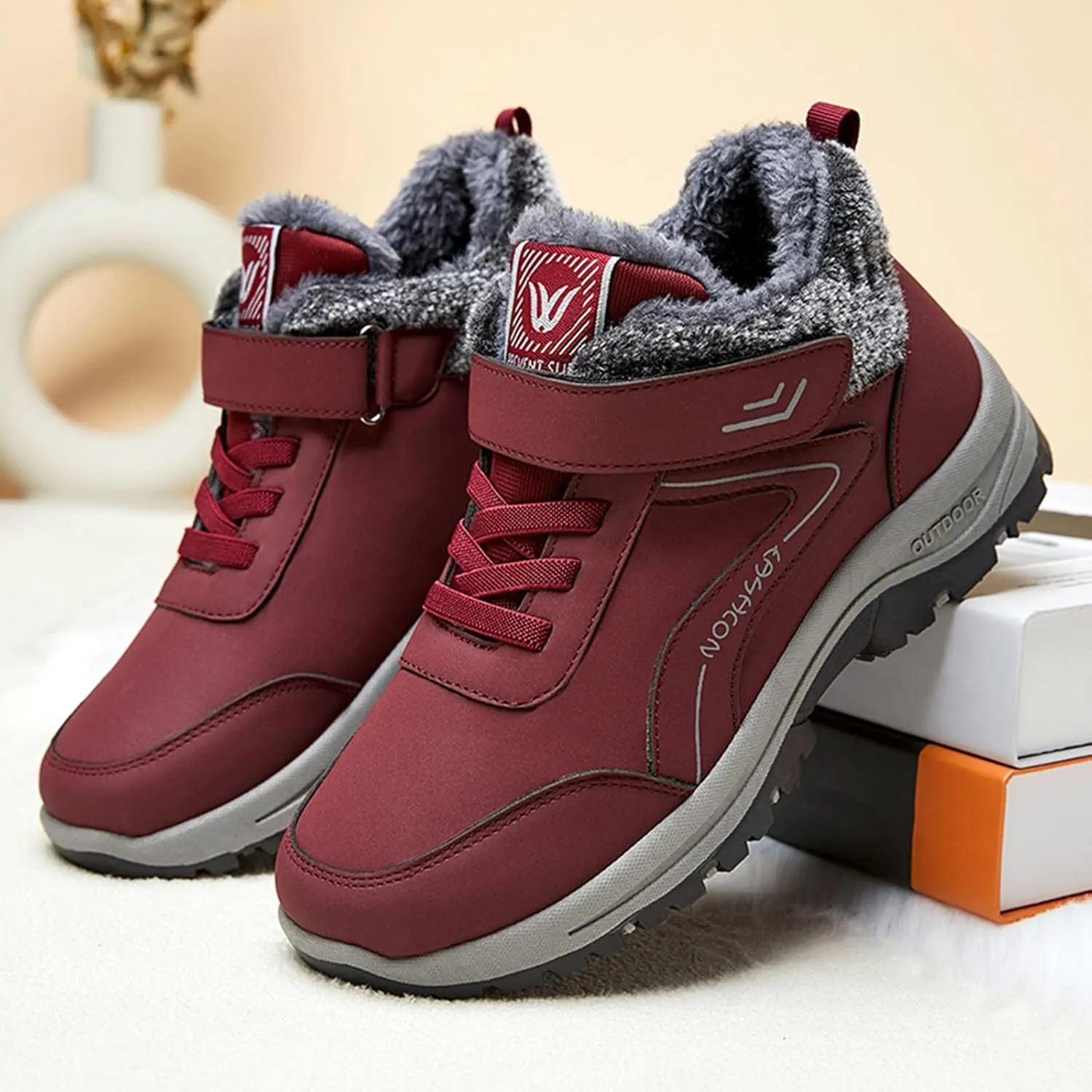Men's Work Boots with Zipper Hiking Sneakers Fur Lined Ankle Boot Womens Safety Shoes Nonslip Wide Outdoor Shoes Slip on Loafers Hike Grounded Footwear