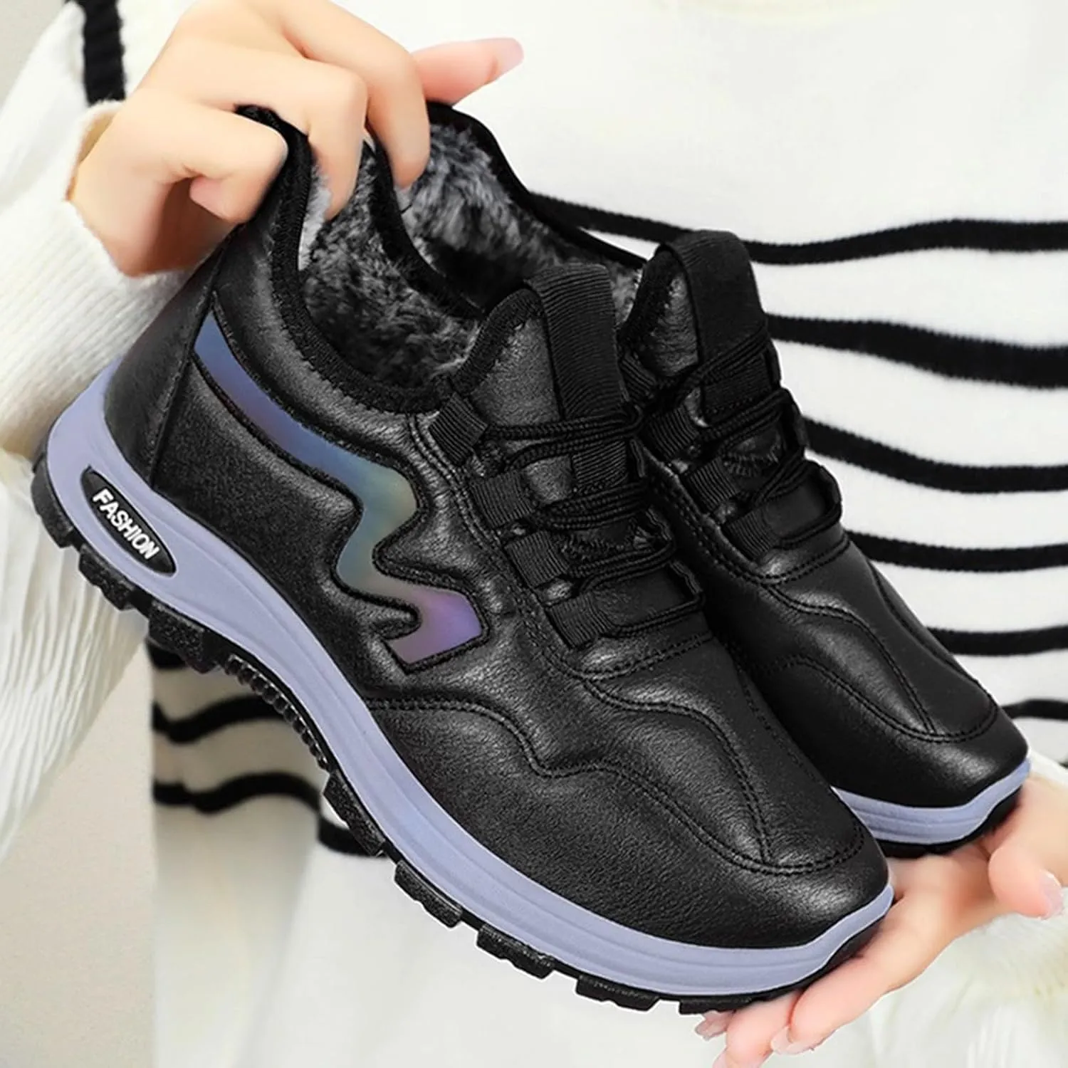 Men's Work Boots with Zipper Hiking Sneakers Fur Lined Ankle Boot Womens Safety Shoes Nonslip Wide Outdoor Shoes Slip on Loafers Hike Grounded Footwear