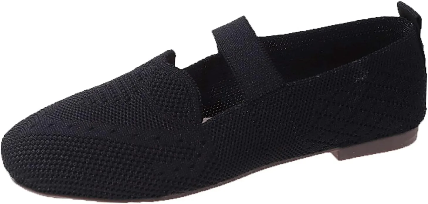 Mesh Knit Ballet Flat Shoes for Women, Walking Dress Shoes, Slip on Loafers Flats Classic Round Head Flats Foldable