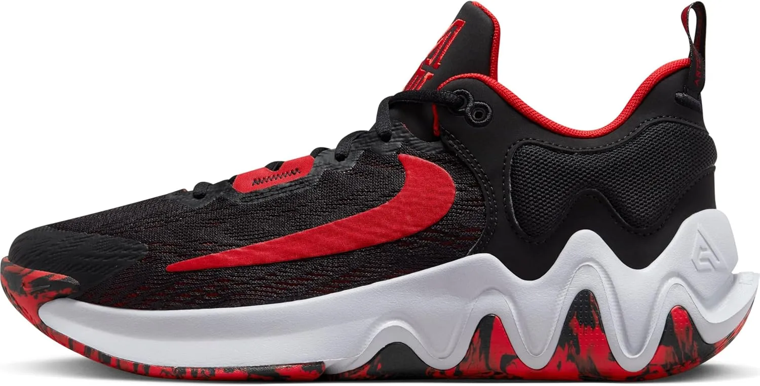 NIKE Giannis Immortality 2 Men's Basketball Shoes, BLACK/UNIVERSITY RED-WOLF GREY, 8 UK