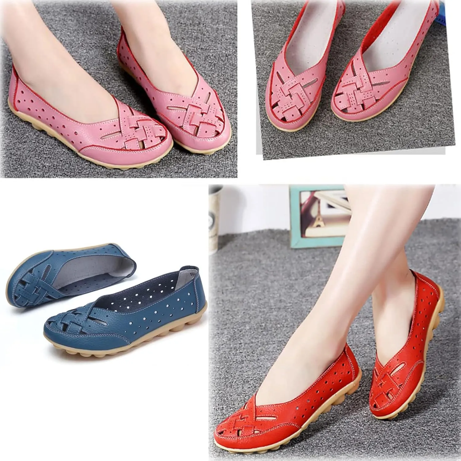 Orthopedic Loafers in Breathable Leather,Orthopedic Loafers for Women,Owlkay Shoes for Women Slip Ons