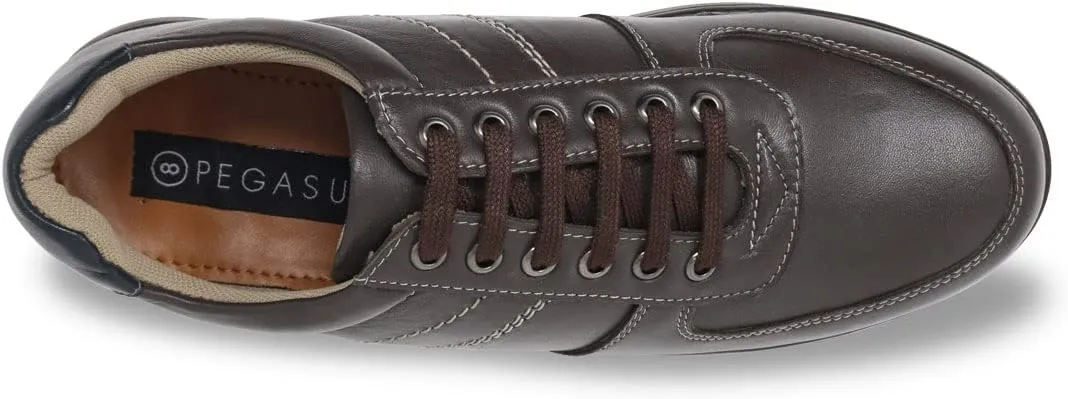 Pegasus Men's Leather Wide Fit Lace Trainer