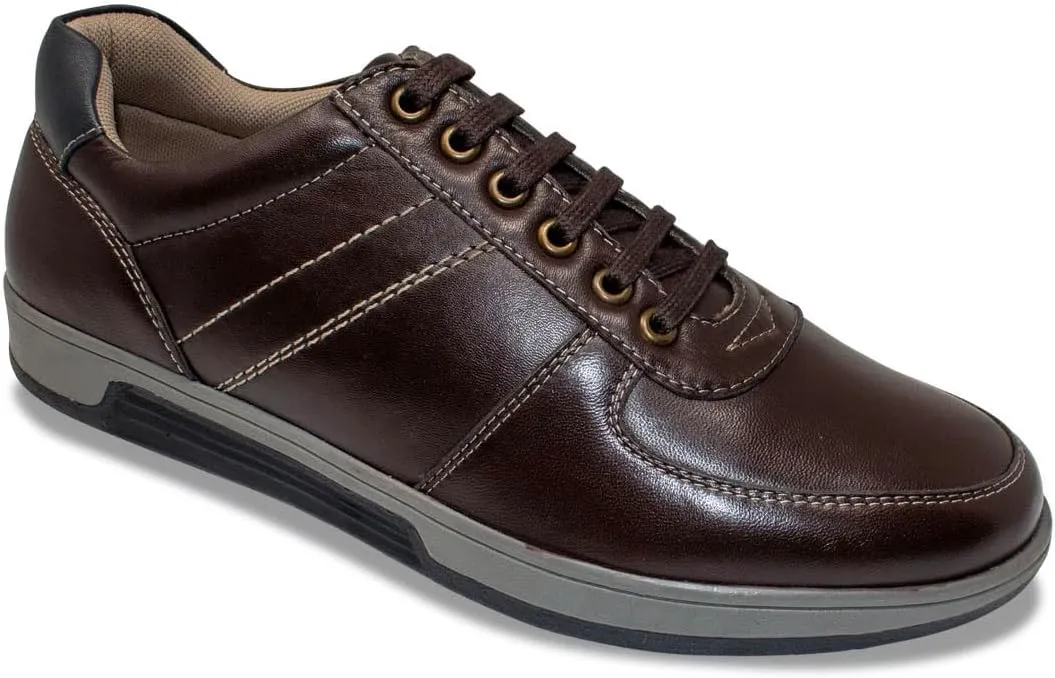 Pegasus Men's Leather Wide Fit Lace Trainer