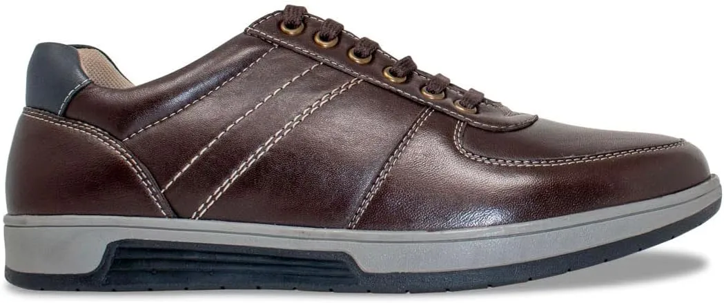 Pegasus Men's Leather Wide Fit Lace Trainer