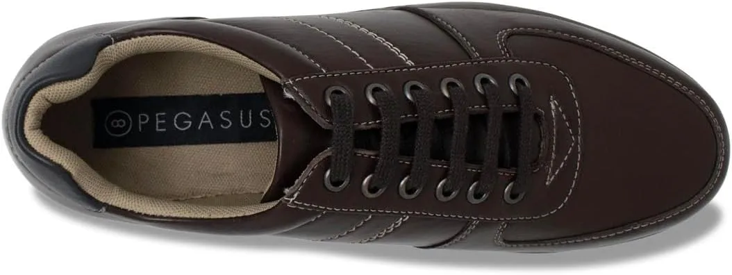 Pegasus Men's Leather Wide Fit Lace Trainer