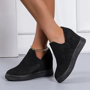 Platform Fashion Sneakers for Women, Breathable V Cut Chunky Bottom Flats Slip On Loafers,Anti Skid Thick Mid Heels Low Top Work Nurse Driving Walking Shoes