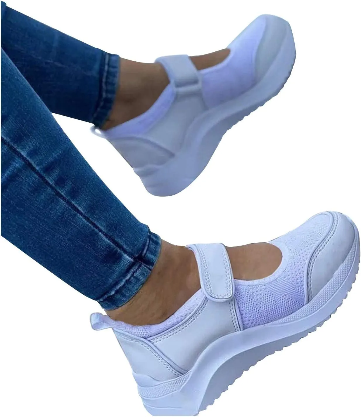 Platform High Top Sneakers for Women Fashion Walking Shoes Women Arch Support 11w Shoes for Women Black White Sneakers for Women Wide Fit Zapatos Antiderrapantes para Mujer Trabajo Cocina