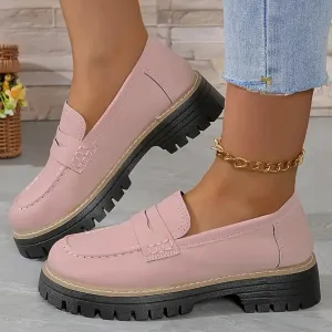 Platform Loafers for Women Comfortable,Women's Business Casual Shoes Lug Sole Chunky Wide Width Loafers for Women Slip On Work Low Heel Platform Shoes for Women Dressy Walking Trendy Flat Sneakers