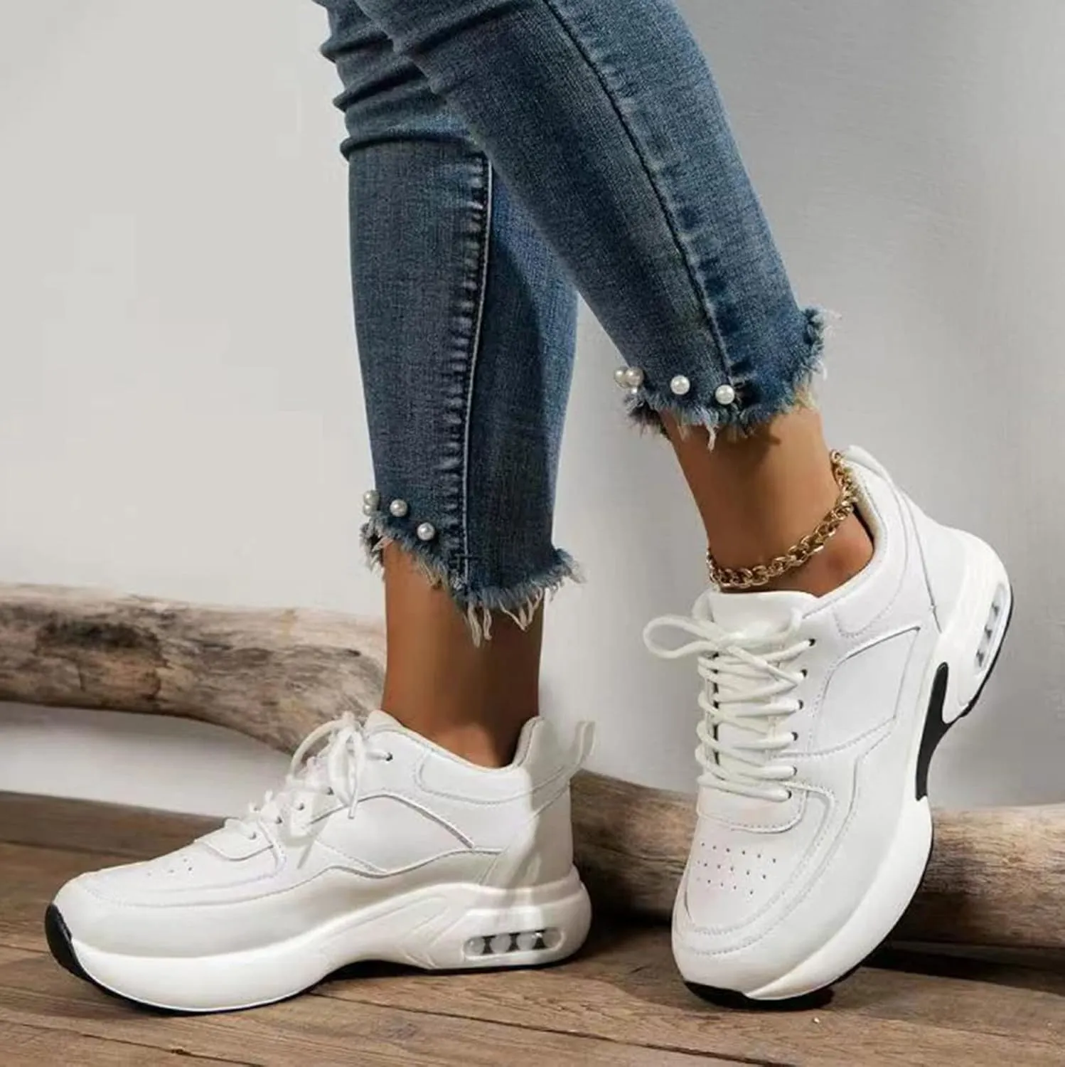 SBGMoSJ Fashion Sneakers for Women Comfy Work Shoes for Women Standing All Day Womens Slip On Sneakers Wide Womens Fashion Sneakers Size 10.5 Black Comfy Walking Shoes Women