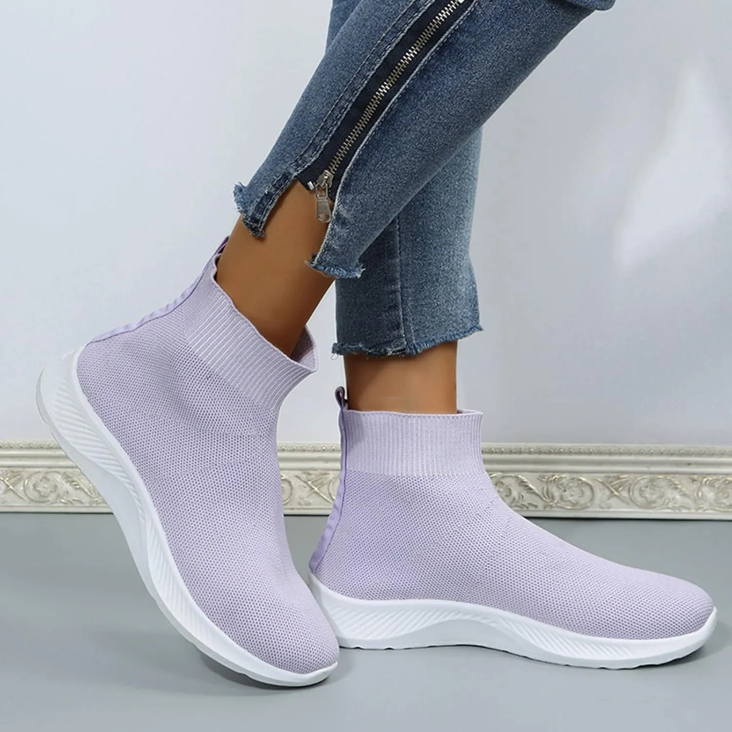 SBGMoSJ Platform Sneakers for Women Fashion 2 Inch High Black Flats Orthopedic Shoes Women Women Running Shoes White Bowling Shoes Women Size 9 Slip On Tennis Shoes for Women Size 8.5 Wide